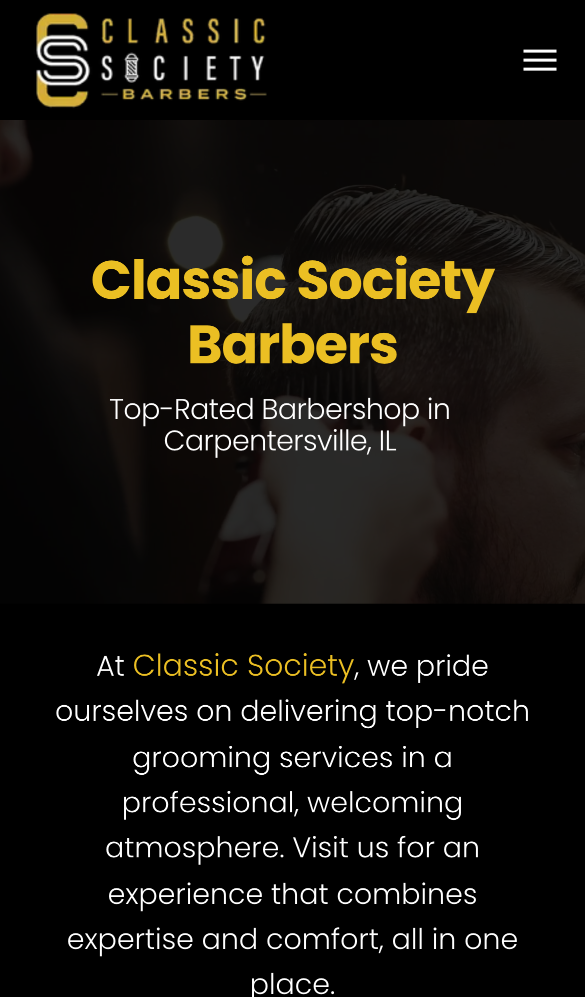 classicsocietybarbers.com on a phone